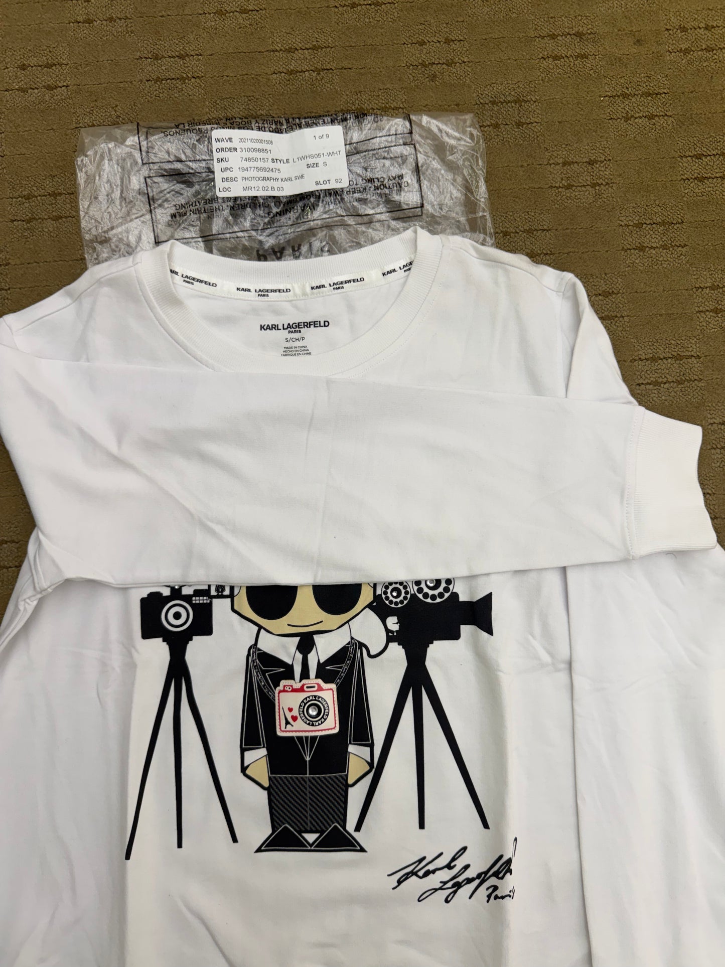 Karl Lagerfeld Paris White Cotton Photographer Karl Tee Sz S Cinematic Emoji