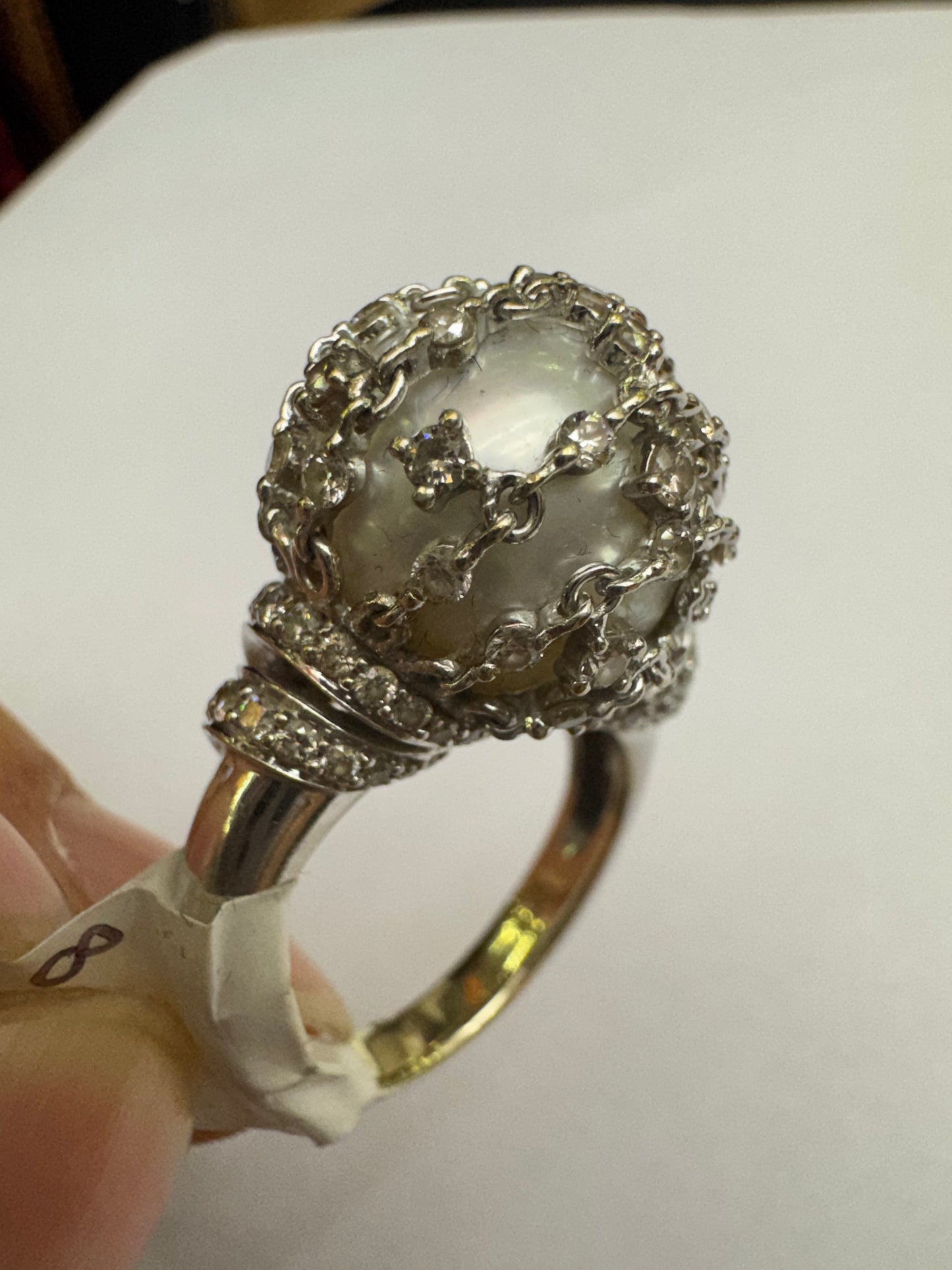 8. Diamond Ring with pearl