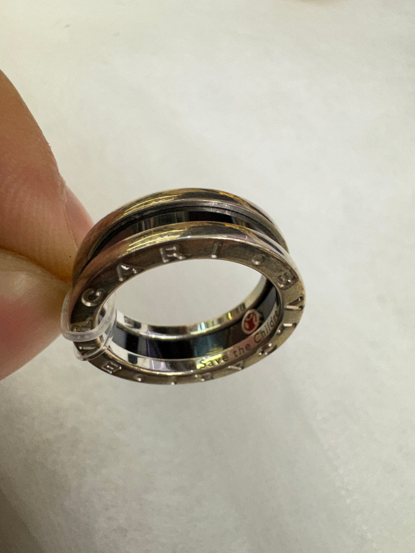 Bvlgari Ring Sterling Silver Black Size 52