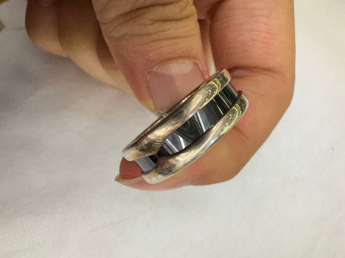 Bvlgari Ring Sterling Silver Black Size 52