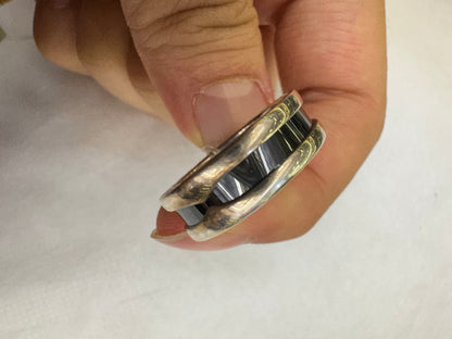 Bvlgari Ring Sterling Silver Black Size 52