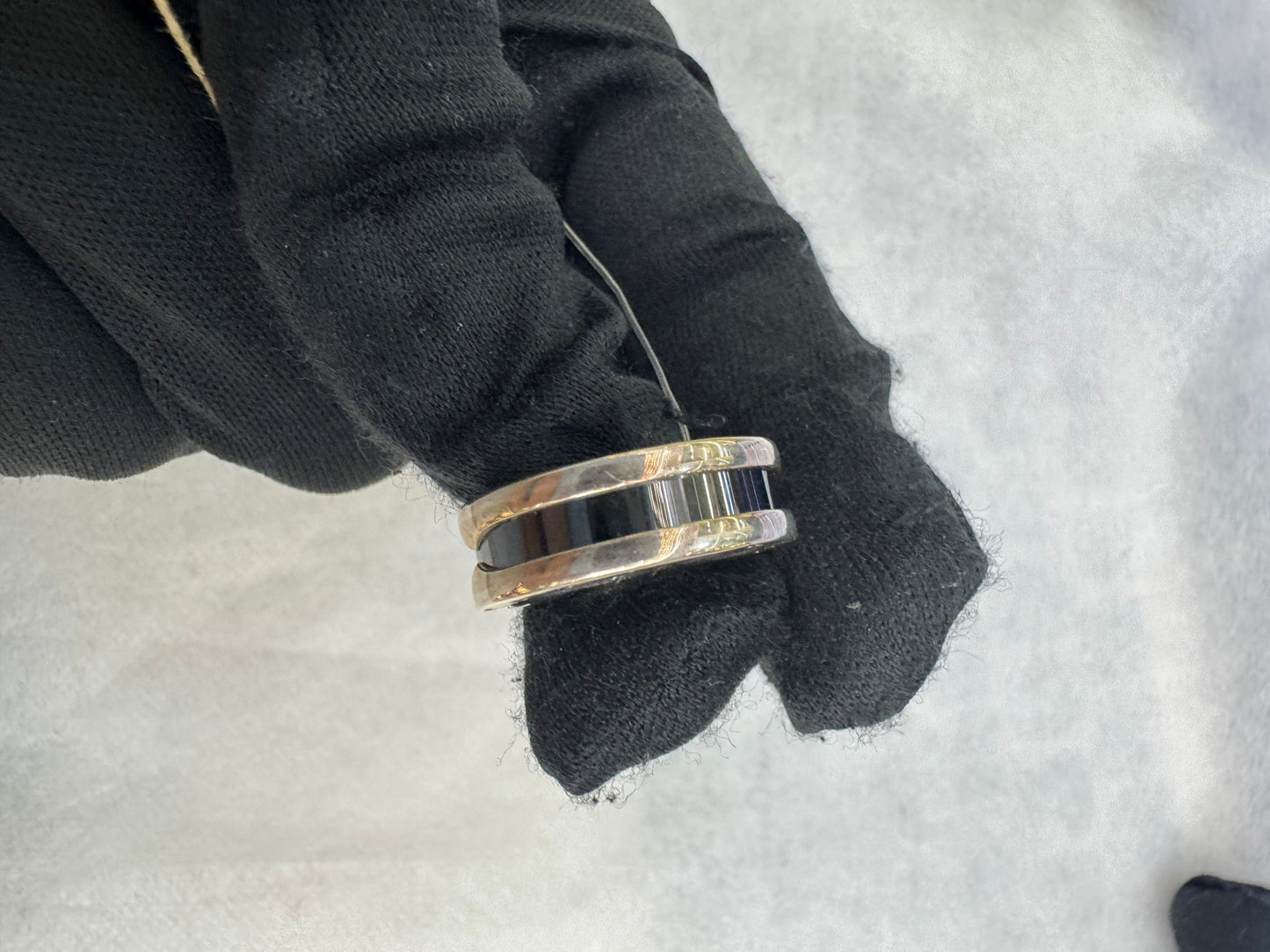 Bvlgari Ring Sterling Silver Black Size 52