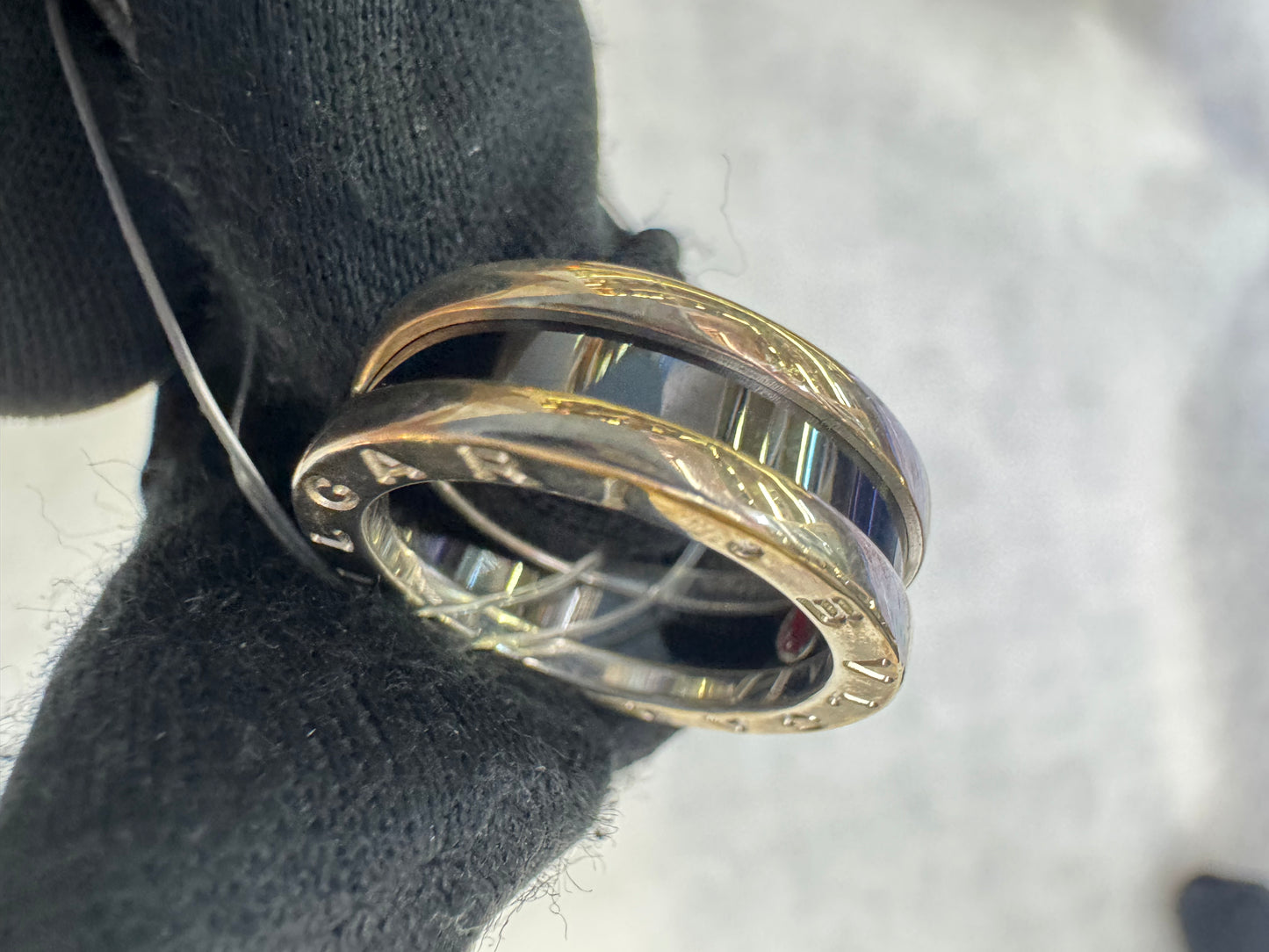 Bvlgari Ring Sterling Silver Black Size 52