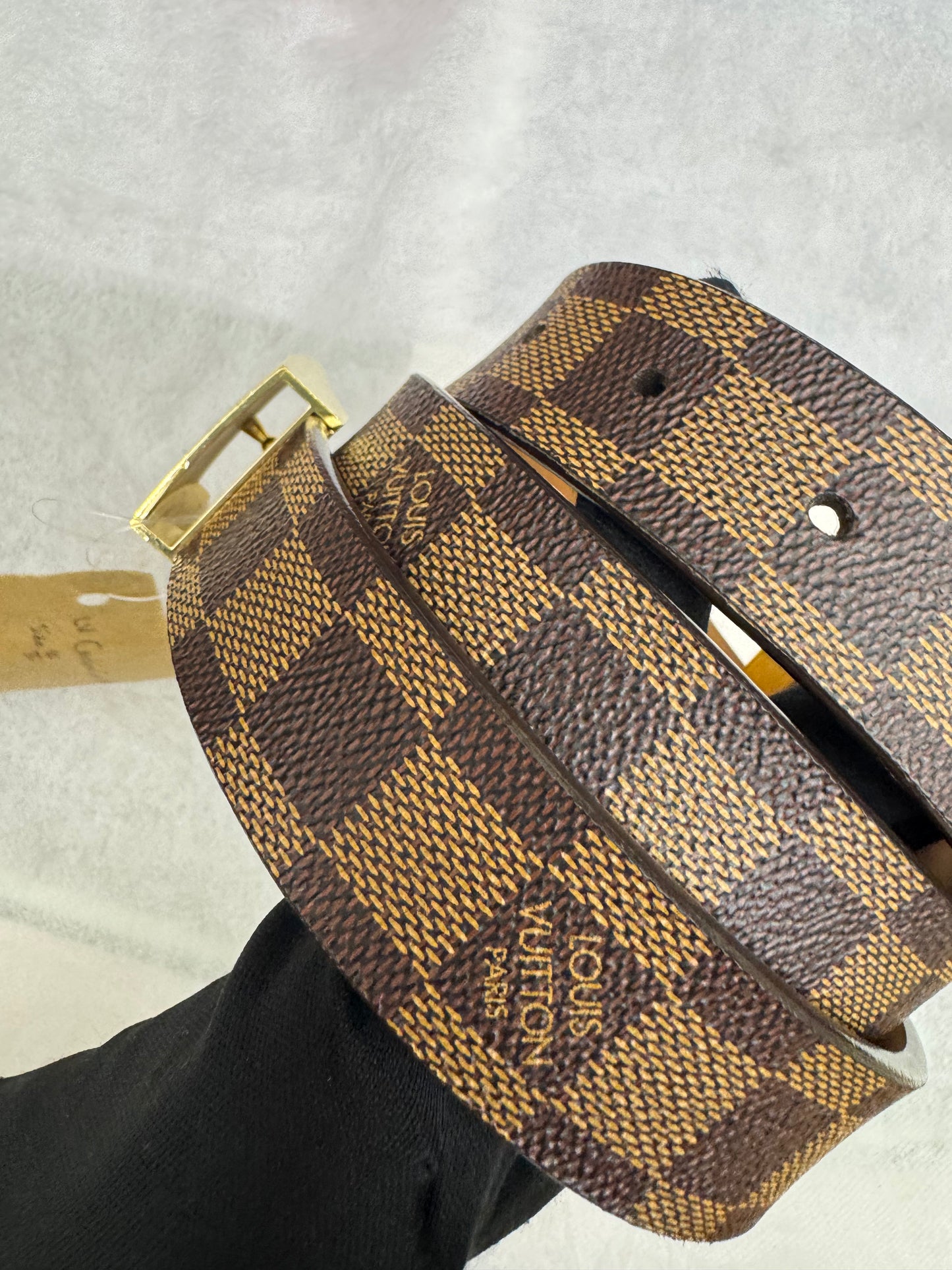 LV Ceinture Carre Belt Damier Size 85/34 2004 GHW