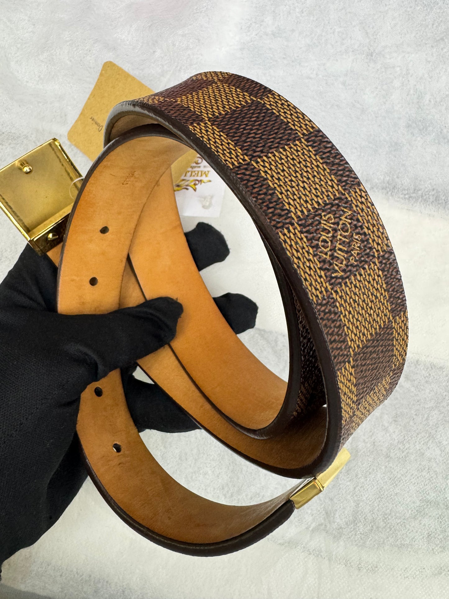 LV Ceinture Carre Belt Damier Size 85/34 2004 GHW