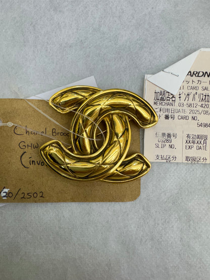 Chanel Brooch Golden Metal Gold GHW (Nota pembelian)