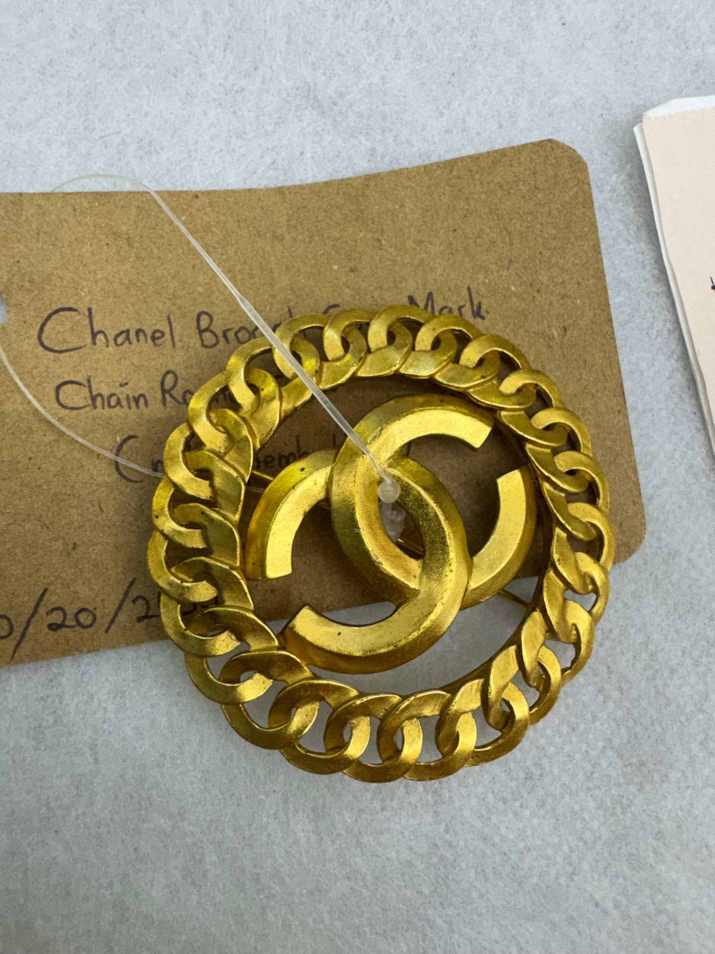 Chanel Brooch Coco Mark Chain Round GHW