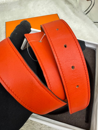 Hermes Belt Swift Epsom Capucine Orange Size 80 #Q Square (Buckle, DB, Box)
