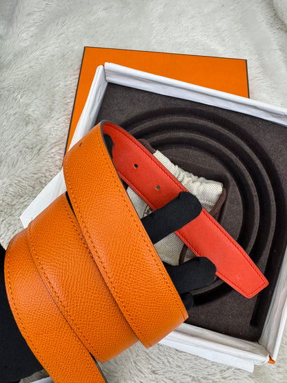 Hermes Belt Swift Epsom Capucine Orange Size 80 #Q Square (Buckle, DB, Box)
