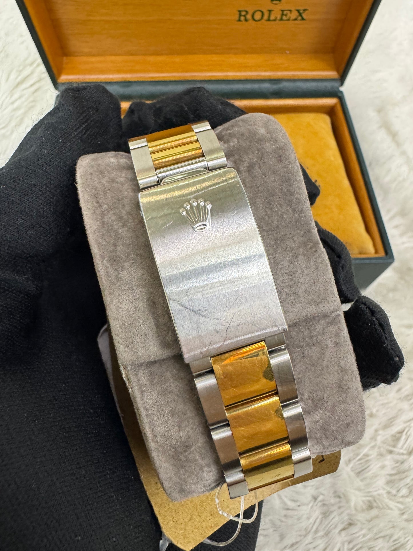 Rolex Oyster Perpetual Datejust 36mm Champagne Diamond Dial Gold Steel 2003 (Certificate, Sambungan rante, Booklet, Box)