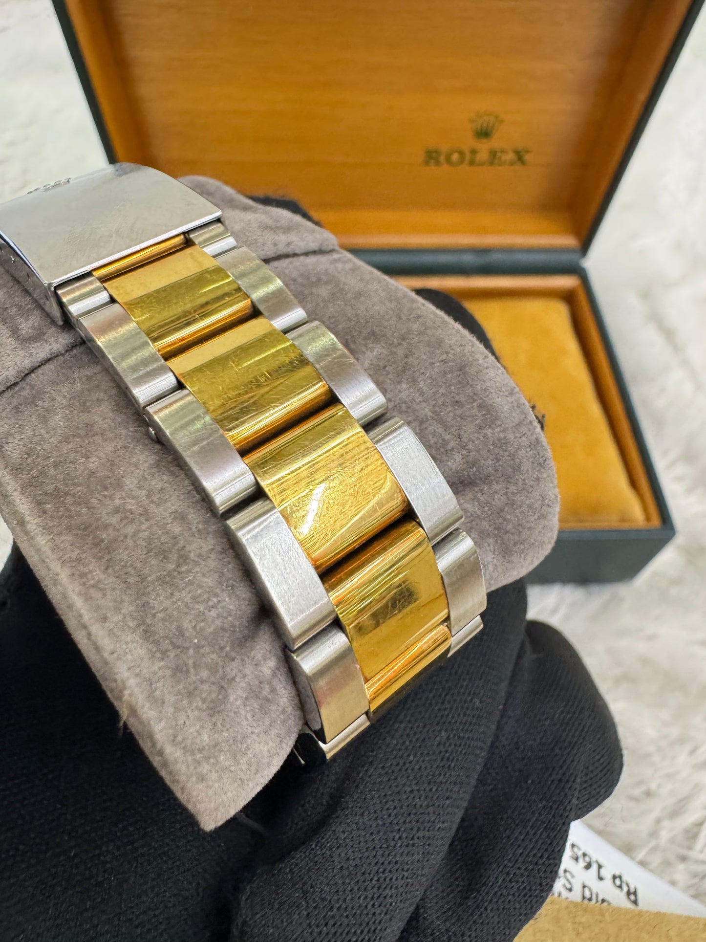Rolex Oyster Perpetual Datejust 36mm Champagne Diamond Dial Gold Steel 2003 (Certificate, Sambungan rante, Booklet, Box)