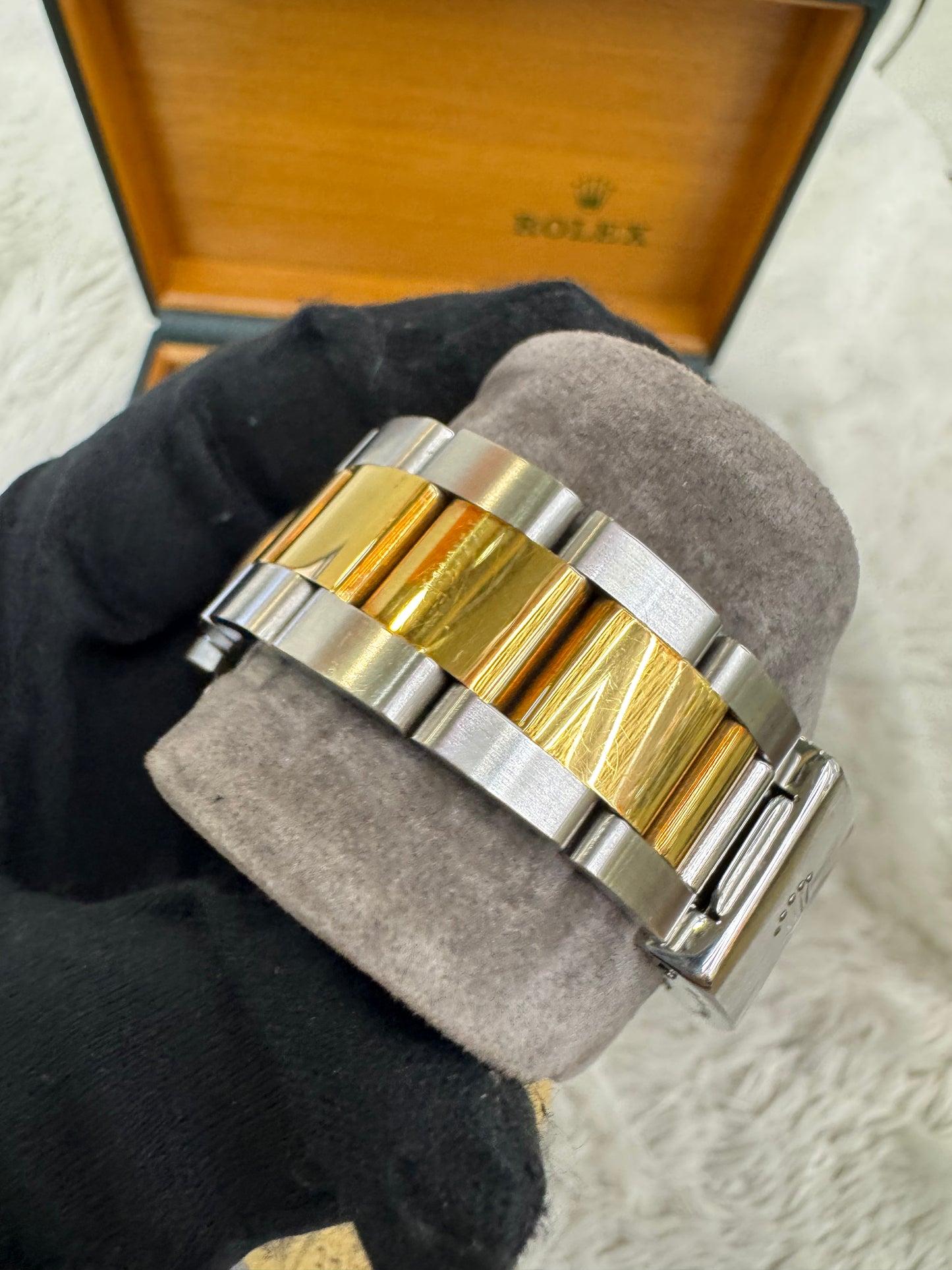 Rolex Oyster Perpetual Datejust 36mm Champagne Diamond Dial Gold Steel 2003 (Certificate, Sambungan rante, Booklet, Box)