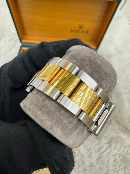 Rolex Oyster Perpetual Datejust 36mm Champagne Diamond Dial Gold Steel 2003 (Certificate, Sambungan rante, Booklet, Box)