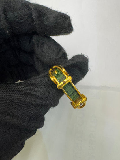 Hermes Buckle Scarf Ring Lizard Green GHW