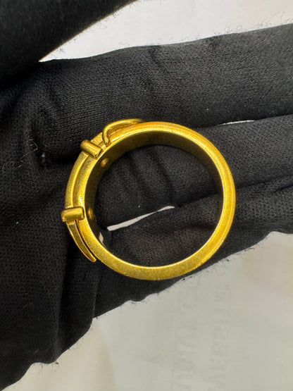 Hermes Buckle Scarf Ring Lizard Green GHW