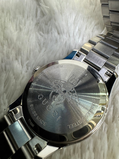 New Gucci G-Timeless Bee Quart Watch 38mm Stainless Steel Silver (Spons, Certificate Authentic, DB)