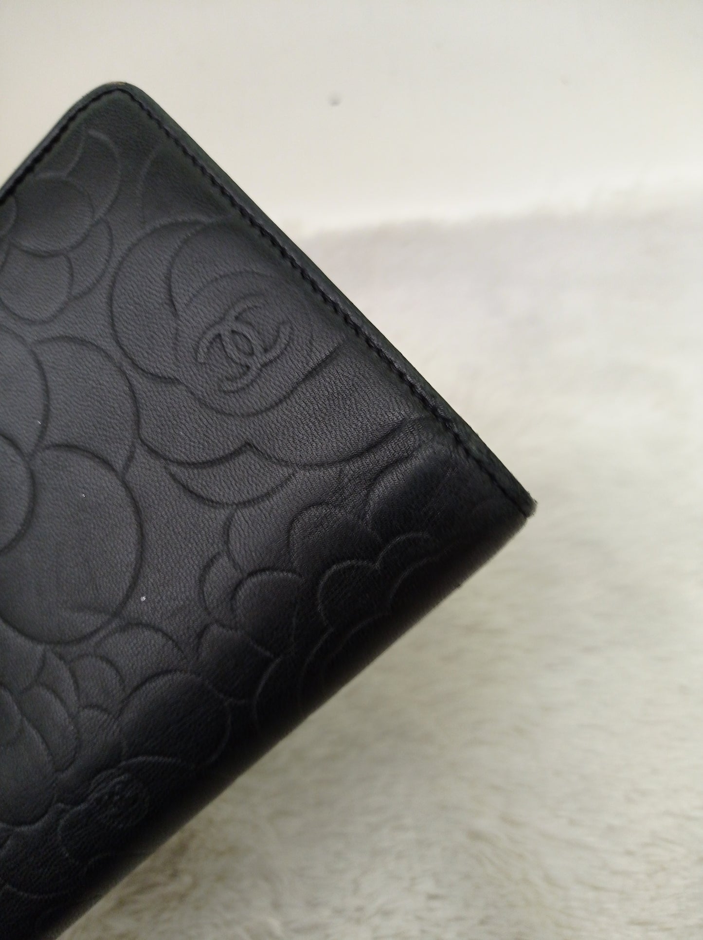 Chanel Timeless Long Flap Wallet Embossed Camellia Black SHW #14