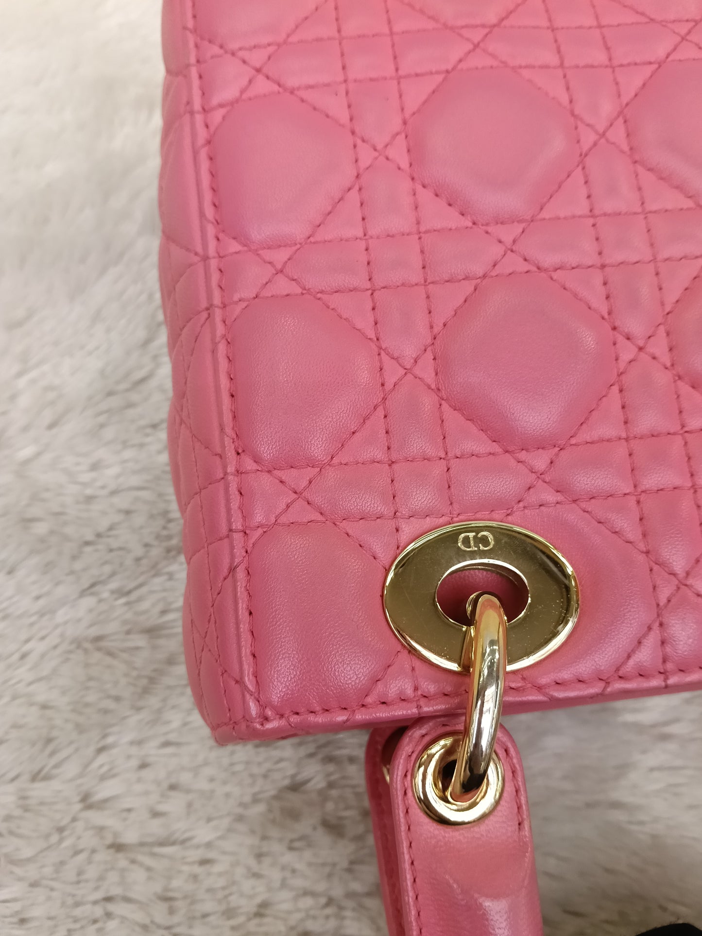 Lady Dior Small Lamb Fuchsia GHW 2018