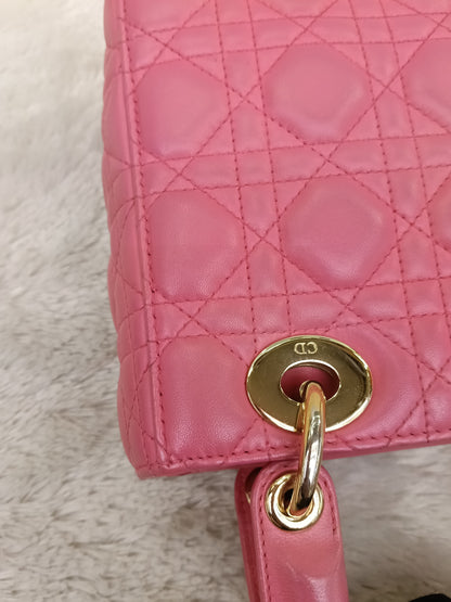 Lady Dior Small Lamb Fuchsia GHW 2018