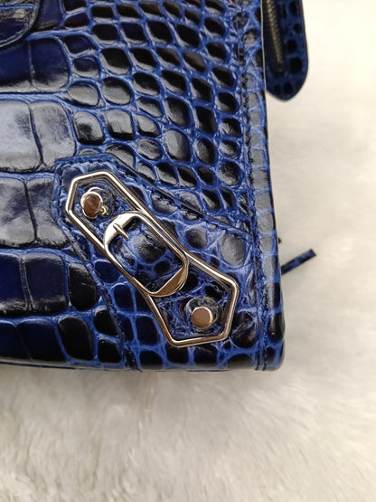 *NEW* Balenciaga Small City Edge Croco Blue SHW 2023