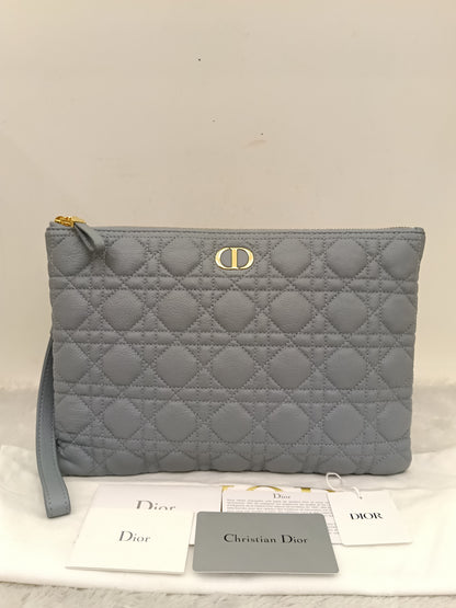Dior Caro Daily Pouch Supple Cannage Calfskin Cloud Blue GHW 2022