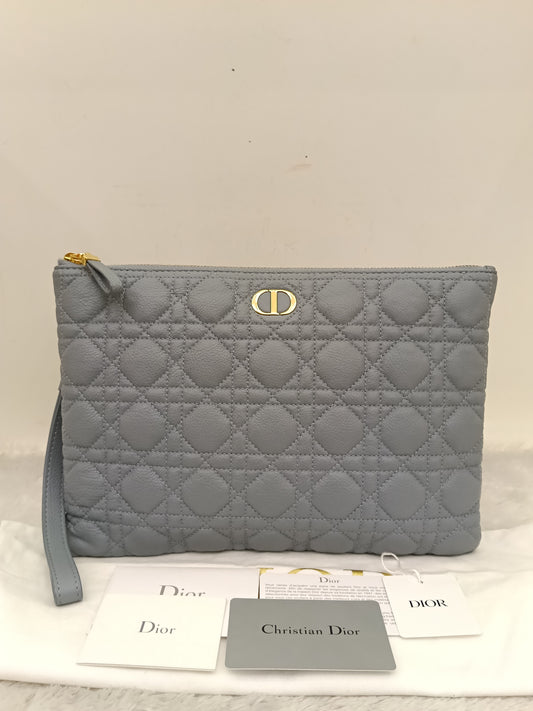 Dior Caro Daily Pouch Supple Cannage Calfskin Cloud Blue GHW 2022