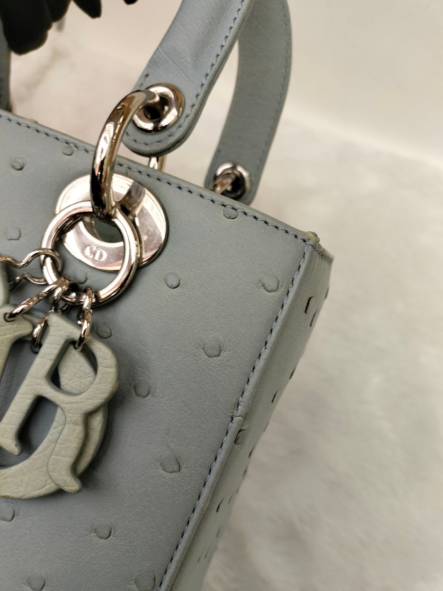 Lady Dior Medium Ostrich Baby Blue SHW 2017