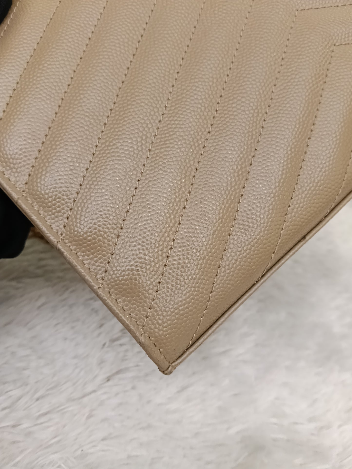 YsL WOC 22 Cassandre Chevron Grained Dusty Grey GHW 2019