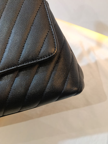 Chanel Coco Handle Medium Chevron Caviar Black GHW #26