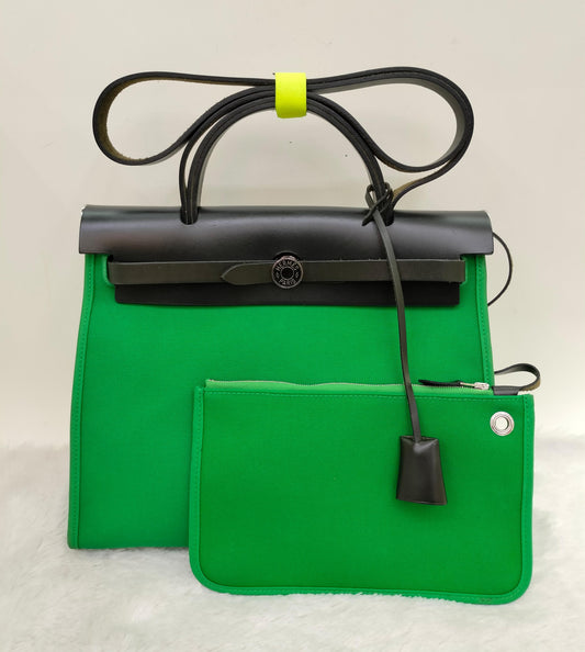 HB31 Zip Toile Vert Cactus Flap Black PHW #D