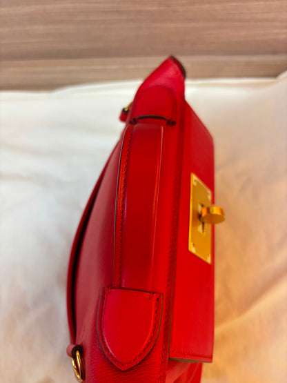 Hermes 2424 Mini Evercolour Swift Rouge De Coeur GHW #Y
