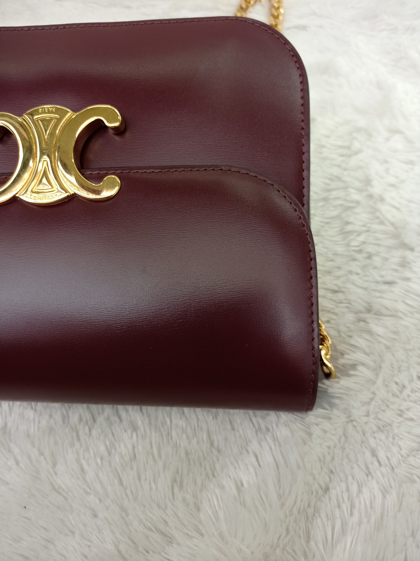 Celine Triomphe College Calfskin Dark Burgundy GHW 2023