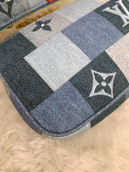 LV Multi Pochette Accessories Monogram Denim Blue Rouge 2019