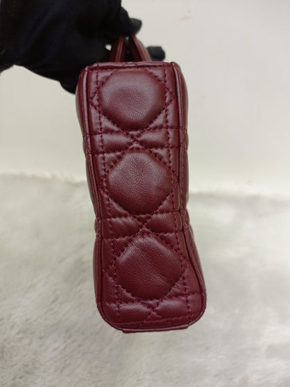 Dior Lady D'Joy Medium Lamb Burgundy GHW 2016