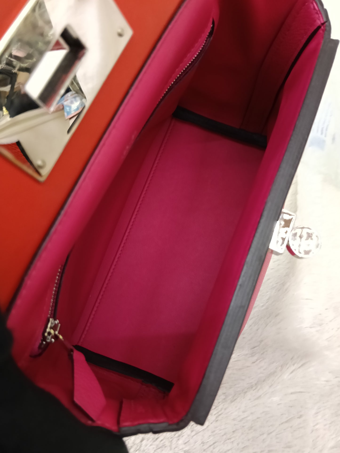 Hermes 2424 Mini Evercolour Swift Rose Mexico Rouge De Coeur PHW #Z