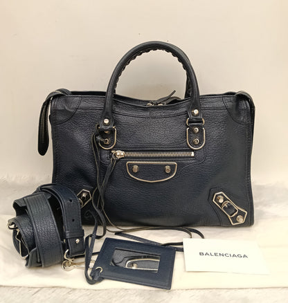Balenciaga Small City Edge Navy SHW 2017