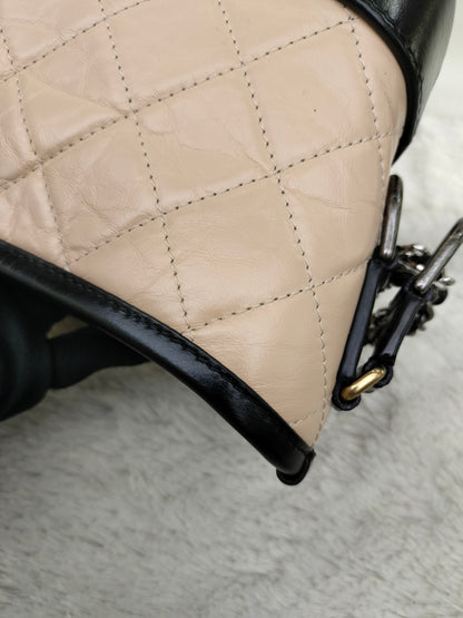 Chanel Gabrielle Small Calfskin Beige Black #26