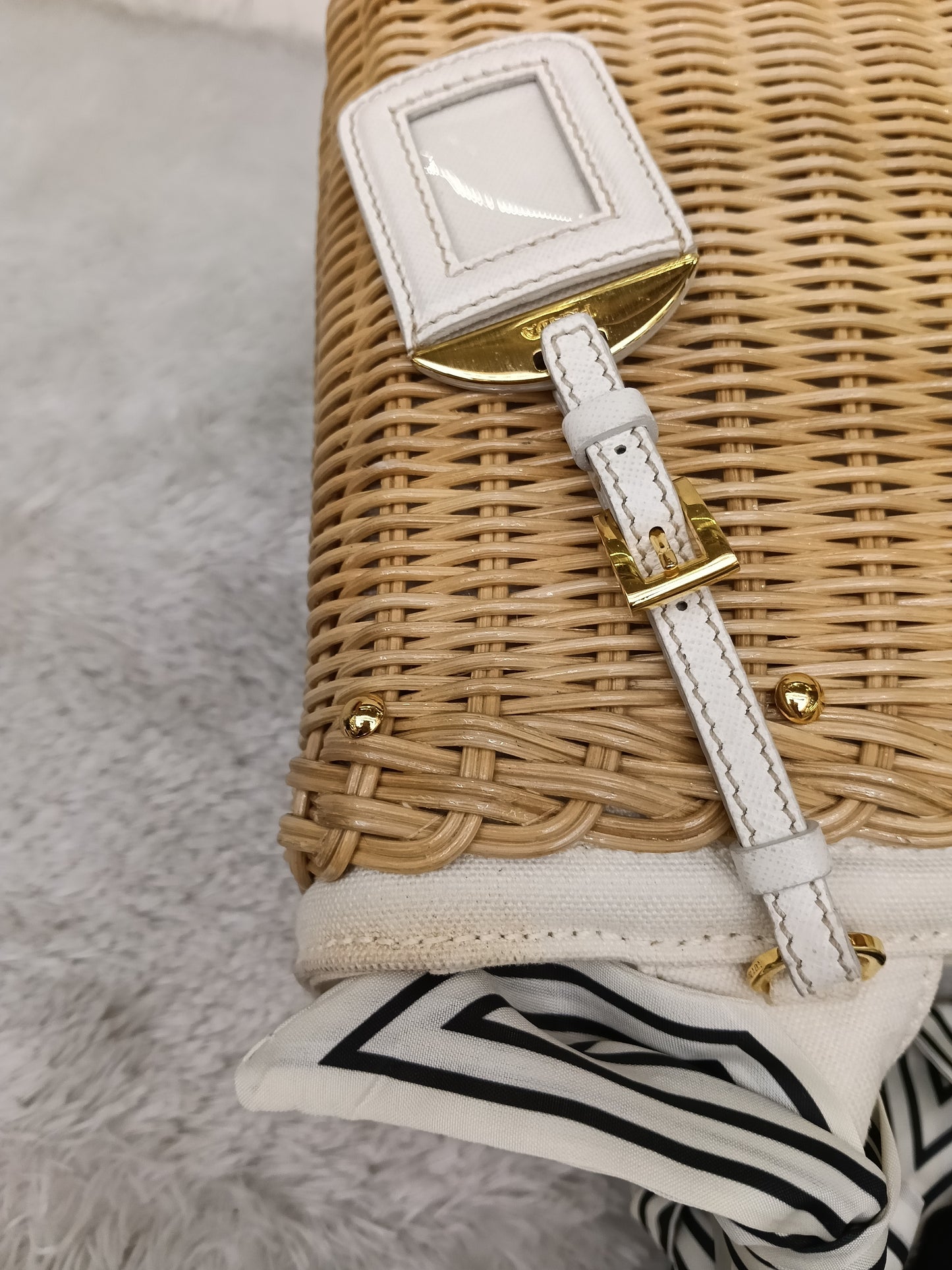 Prada Midollino Canapa Naturale Bianco GHW