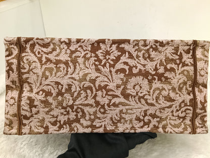 Dior Tote Book Medium Brocart Embroidered Pink Brown 2022