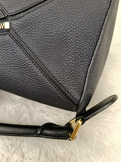 Loewe Puzzle Small Grained Midnight Blue Black GHW 2019