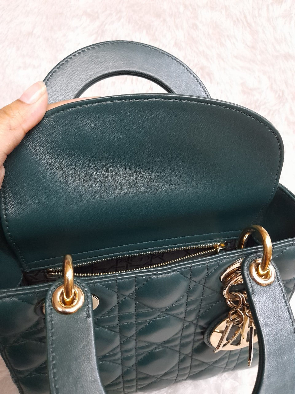 Lady Dior Small Lamb Dark Green GHW 2018