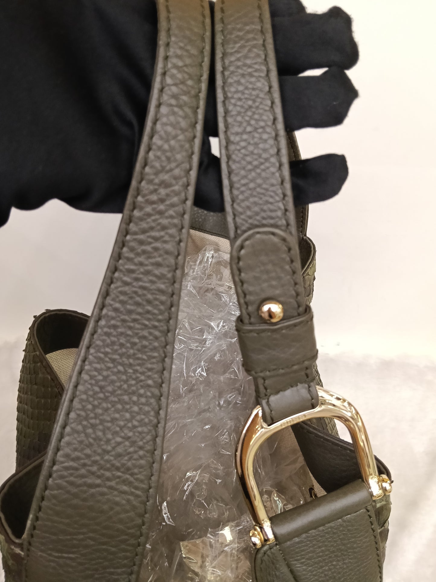 Gucci Tote Greenwich Medium Python Khaki GHW