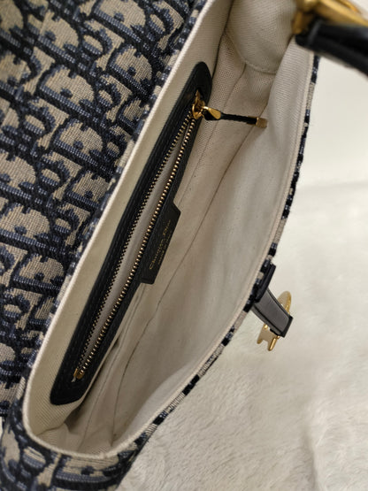 Dior Saddle Medium Oblique Navy GHW 2023