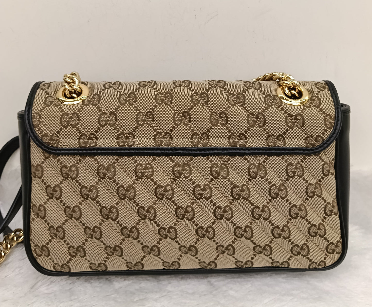 Gucci Marmont Small Canvas Beige Black GHW