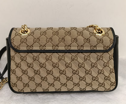 Gucci Marmont Small Canvas Beige Black GHW