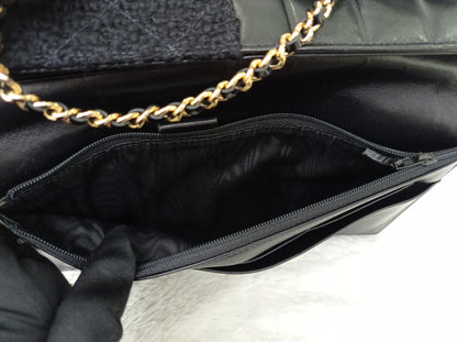 Chanel Clutch Tweed Leather Lamb Chocolate Bar Camelia Black GHW #7