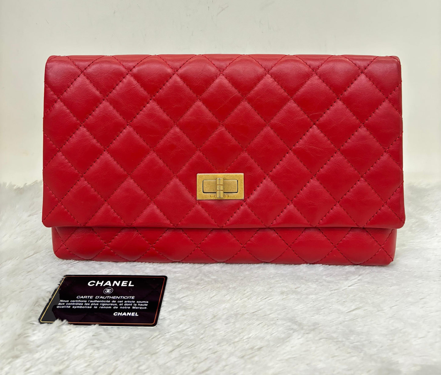 Chanel 2.55 Reissue Fold Over Clutch Calfskin Red GHW #26