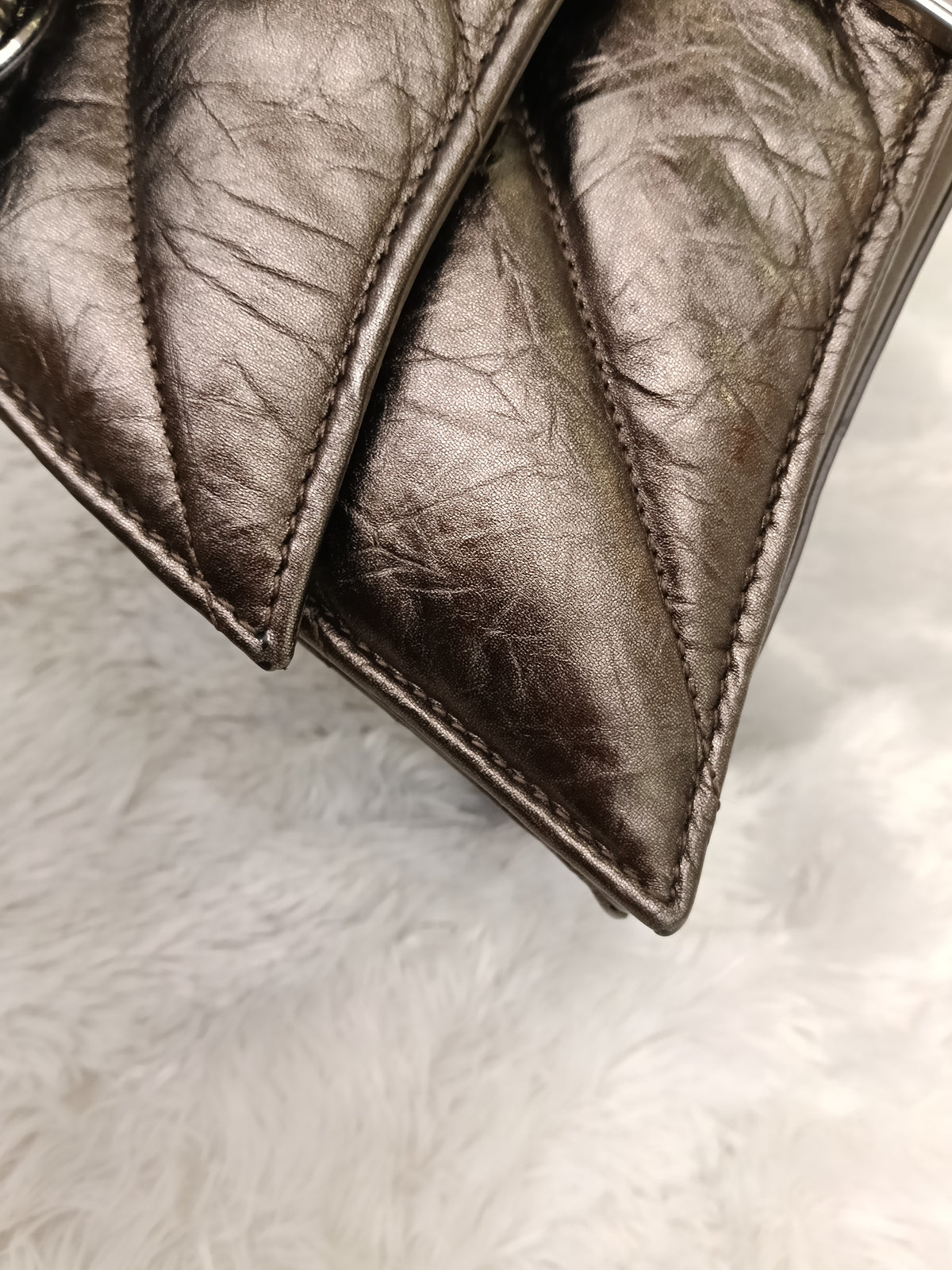 Balenciaga Small Crush Chain Padded Crinkled Dark Bronze SHW 2023