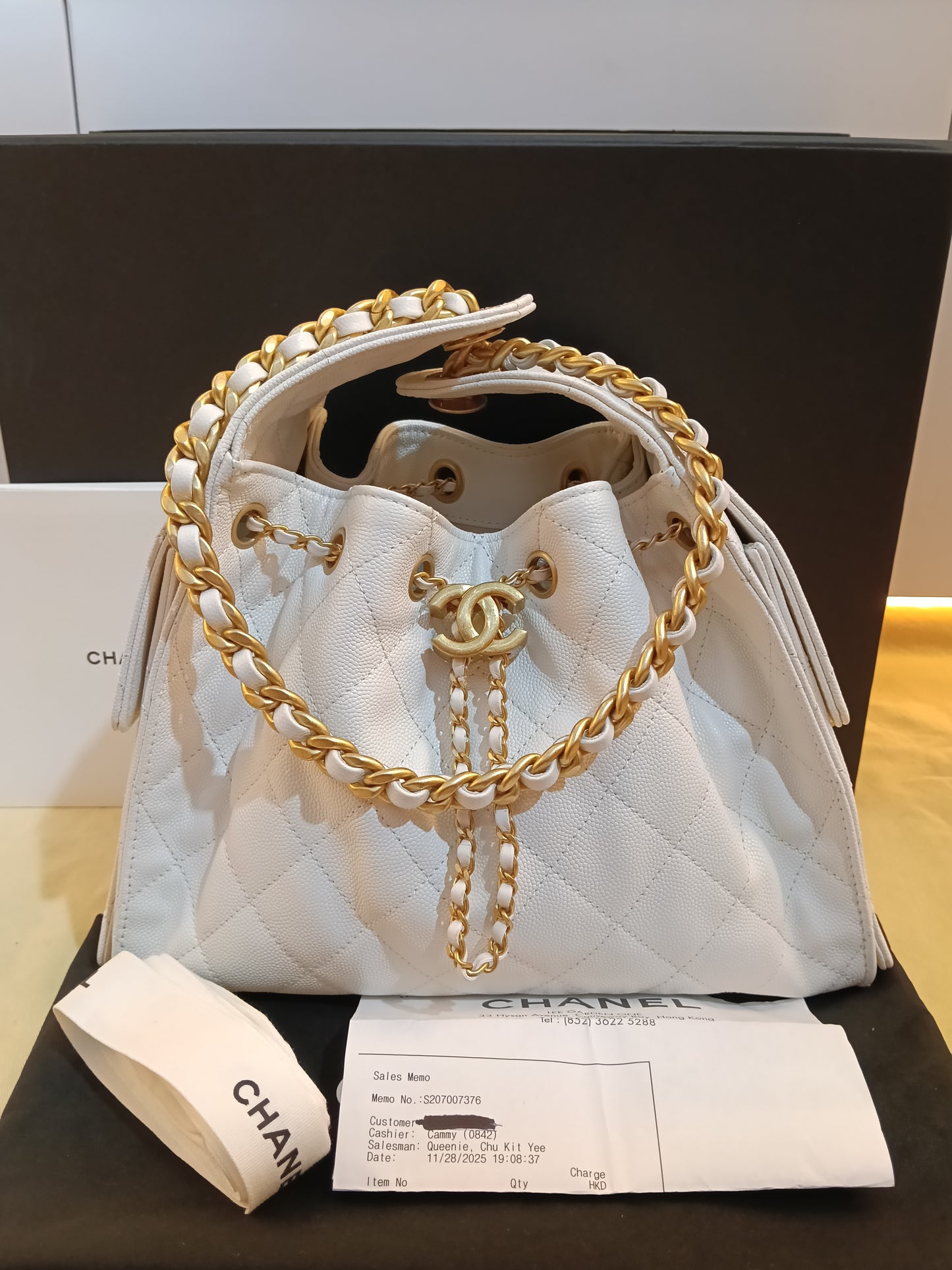 Chanel C25 Small Caviar White GHW 2025 (CHIP)