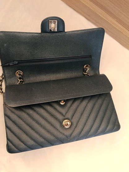 Chanel Medium Chevron Caviar Blue SHW DF #26